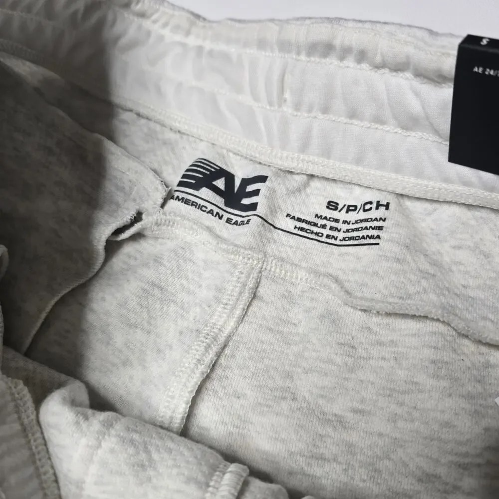 American Eagle AE 24/7 Jogger Sweatpants Mens S Heather Cream Fleece NWT
